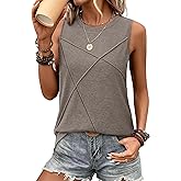 WIHOLL Women's Sleeveless Summer Crewneck Loose Fit Tank Tops