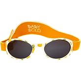 Baby Solo Original Baby Sunglasses Safe, Soft, &amp; Adorable Durable Case Included (0-36 Months, Pinapple Party w/Solid Black Lens)
