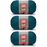 Red Heart Soft Teal Yarn - 3 Pack of 141g/5oz - Acrylic - 4 Medium (Worsted) - 256 Yards - Knitting/Crochet