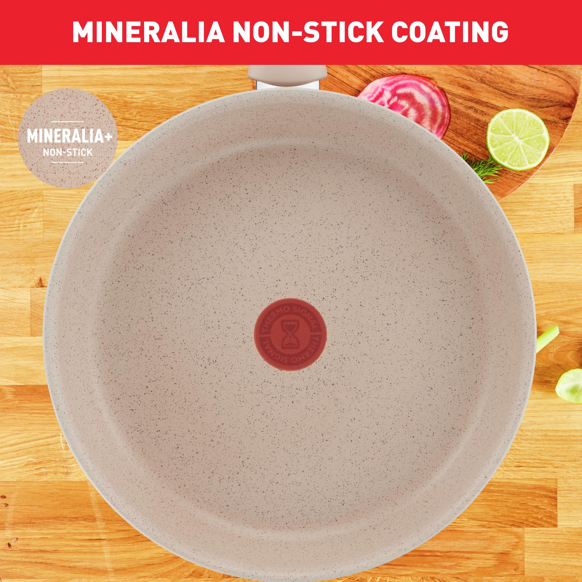 Tefal G29304 Delight Bratpfanne 24 cm | unbedenkliche Antihaftversiegelung | Thermo-Signal Temperaturanzeiger | 100% recycelter Aluminium-Körper | induktionsgeeignet | Made In France | Sandstein 8