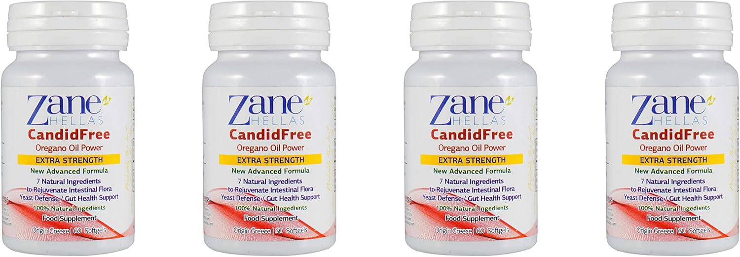 Zane Hellas Candidfree Softgels. Oregano Oil Power. Candida Support. Gut Health Support.Colon Health Support. Intestinal Flora Support.100% Herbal Solution.60 Softgels