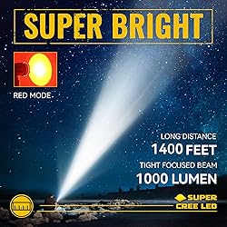 Durapower Rechargeable Spotlight Flashlight, 1000LM