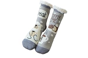 Royal Hong Beauty Fuzzy Slipper Socks for Kids Girls Women with Grippers Non Slip，Kids Warm Fuzzy Christmas Slipper Socks