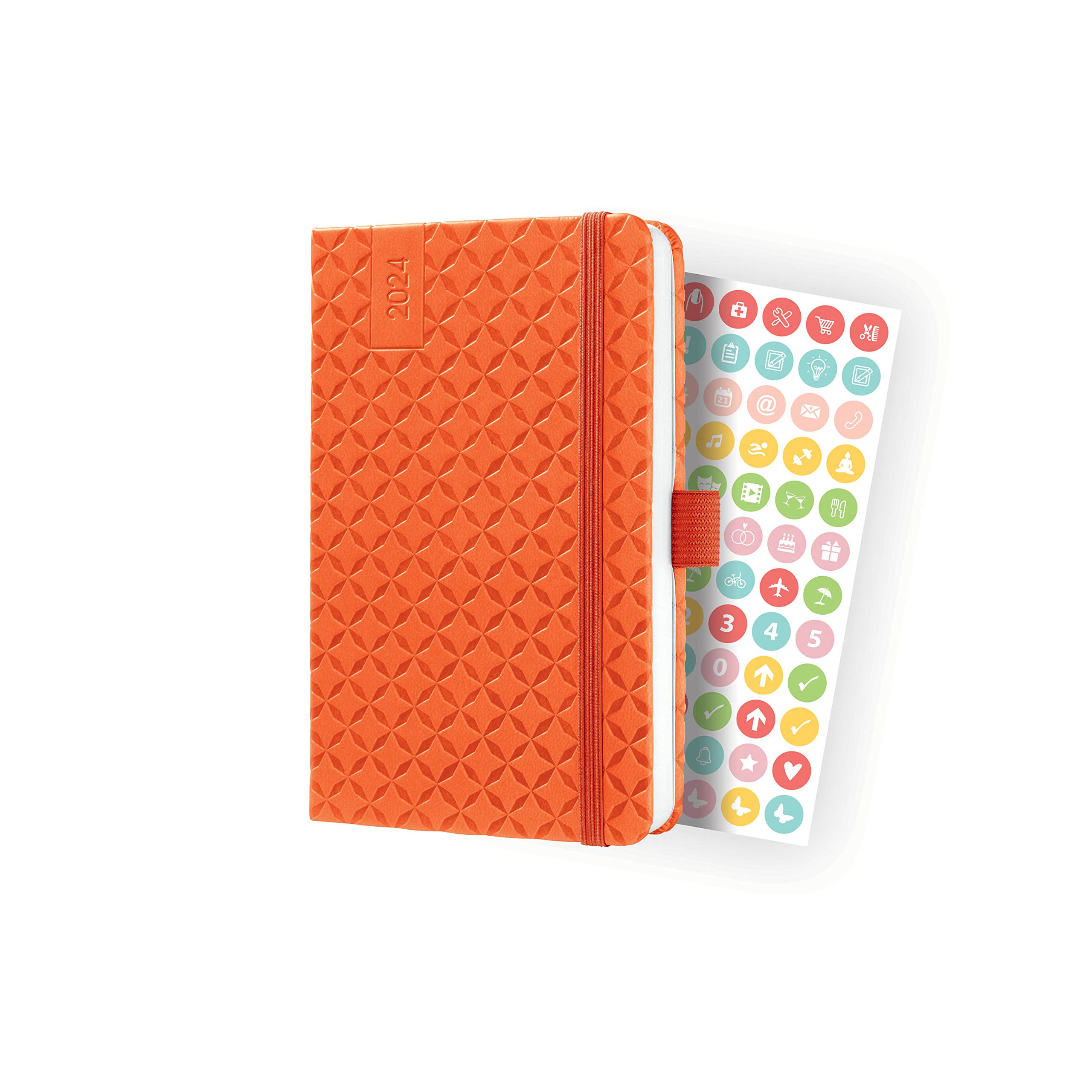 SIGEL J4118 Jolie Weekly planner 2024, hardcover, 9,5 x 15 cm, 174 pages, Orange