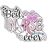(3Pcs) Best Nurse Ever Sticker Nurse Nursing Appreciation Medical Technician Stickers Healthcare Decorative Waterproof Vinyl Decal For Laptop Water Bottle Phone Case Tumbler Notebook Size 3x2.3 Inches
