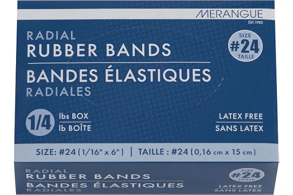 Merangue Size #24 Rubber Bands, 6" x 1/16", Natural Rubber, 1/4 lb Box