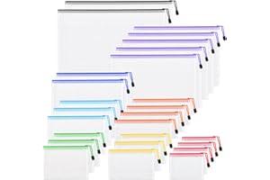 PAPEJOON 26pcs Mesh Zipper Pouch Bags, 8 Sizes Plastic zippered Storage Bags for Organizing, Clear Pouches with Zipper, Waterproof Mesh Pouch for Office School Supplies, Home Organize, Travel Storage