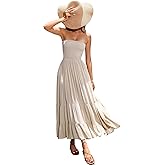 R.Vivimos Womens Summer Cotton Strapless Elastic Smocked Boho Beach Casual Flowy Maxi Tube Dresses