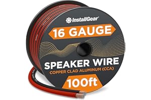 InstallGear 16 Gauge Speaker Cable - 100 ft True Spec Soft Touch Audio Wire for Car Stereos, Home Theater, Surround Sound - Flexible 16 AWG Speaker Wire - Easy Installation - Red/Black