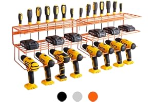 YUETONG Power Tool Organizer for Tool Storage,Wall Mount Tool Organizers and Storage Rack for Garage Organization,Garage Wall Organizer with Shelf,Heavy Duty Drill Holder for Lifetime Use(2 Pack Orange)