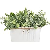 Dahey Fake Eucalyptus Plants Indoor for Farmhouse Home Decor Artificial Faux Plants in Rustic Rectangular Pots Table Centerpiece for Bathroom Office Living Room Shelf Laundry Decor, 7" L x 4" H