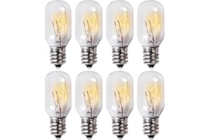 Canamax T20 E12 Salt Lamp Bulb 120V 15W - Warm White Light 2700K 80lm, E12 Candelabra Base - Compatible with Himalayan Salt Rock Lamps & Baskets, Scentsy Plug-in Wax Warmers, Night Lights - Pack of 8
