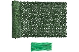 Moeput Faux Ivy Fence Privacy Screen Outdoor Expandable Artificial Greenery Roll Fake Hedge Wall Patio Green Plastic Leaf Plant Vine Grass Panels Gate Covering Garden Yard Balcony (157.5 X 39.4 in)