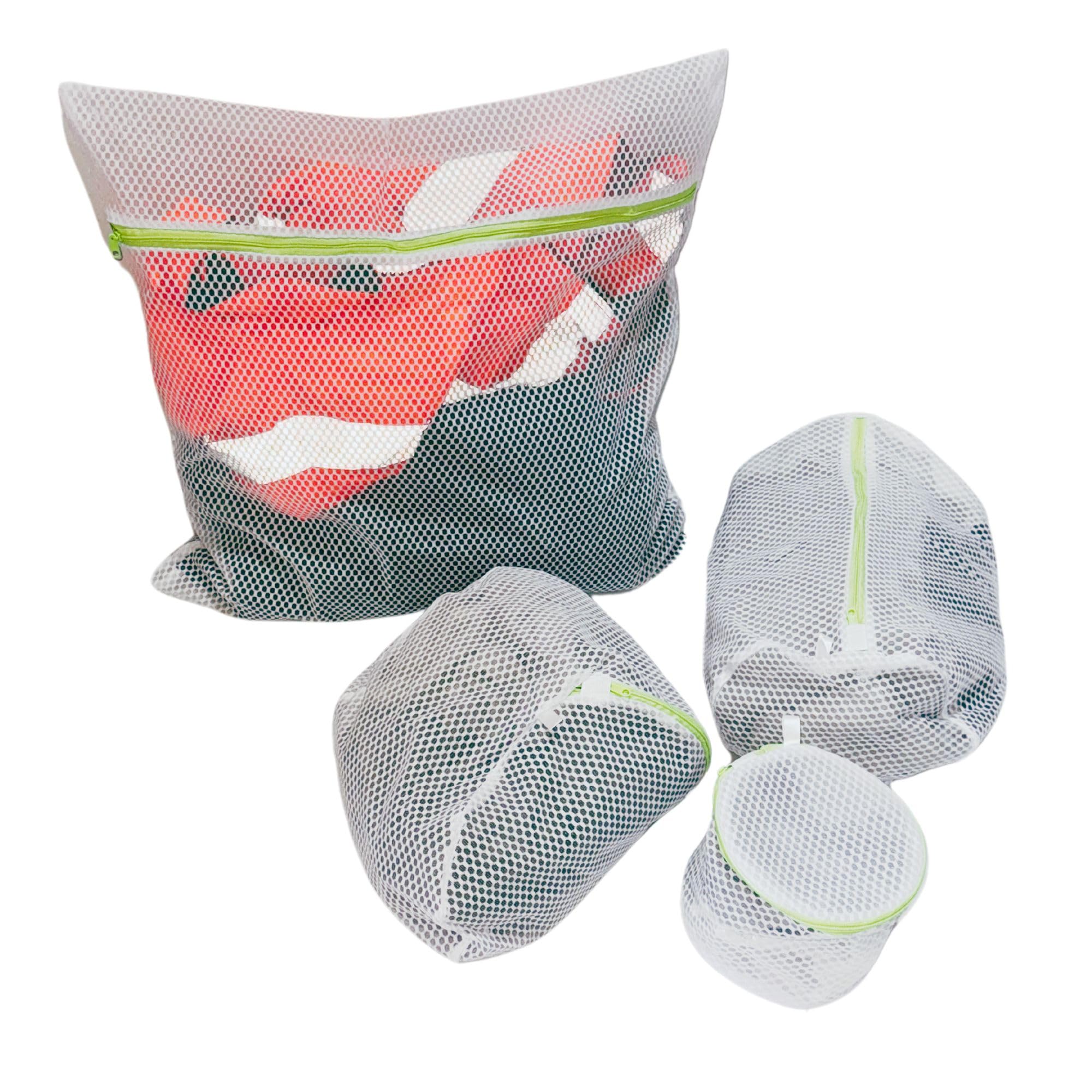 Mesh Laundry Bags Reusable Durable Polyester Washing Machine Bag Pouch Thicken Net Bag For Delicates Blouse Hosiery Underwear Bra Lingerie Baby Clothes (Set of 4 Washing Bags - S2)