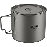 Kuvik Titanium 1100ml (37 oz) Wide Pot with Lid - Ultralight and Compact | Corrosion Resistant, Food Safe, Non-Toxic, No Metallic Taste, Easy to Clean, Dishwasher Safe, Padded Carrying Bag Included