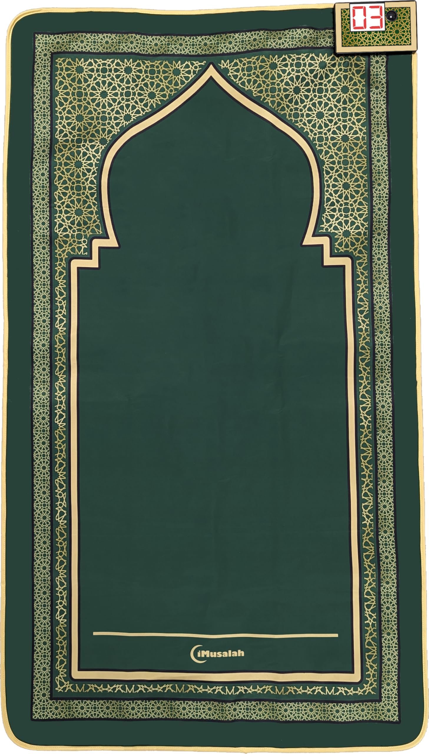 iMusalah Prayer Mat (Green) with Digital Counter For Rakat Tracking, Salah Rug For Namaz