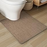 PADOOR Braided Toilet Rugs U Shaped, Non Slip Toilet Mats for Bathroom Floor Machine Washable Super Absorbent Contour Bath Rugs for Toilet Mat Quick Dry U Shaped Toilet Rug, 20''x24'' Brown
