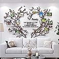 DecorSmart Love Family Tree Wall Decor Picture Frame Collage Removable 3D DIY Wood Wall Stickers for Living Room with Red Heart and Quote Family Like Branches on a Tree