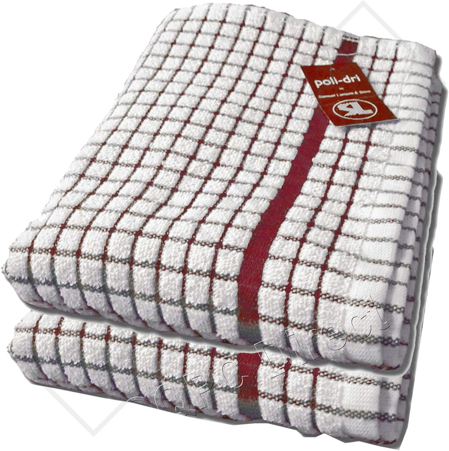 Lamont Premium Poli Dri Large Kitchen Tea Towels, TWINPACK (Burgundy