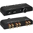 XtremPro 2 Way Speaker Switch, 1 in 2 Out Way Pair Stereo Speaker Selector W/Volume Control Metal Non-Slip Box - Black (61052), 9.0 x 3.25 x 1.5