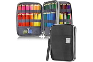 YOUSHARES 192 Slots Colored Pencil Case, Large Capacity Pencil Holder Pen Organizer Bag with Zipper for Prismacolor Watercolor Coloring Pencils, Gel Pens & Markers for Student & Artist (Black)
