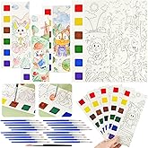Vileafy 20PCS Animal Watercolor Painting Bookmarks for Kids – Mess Free Watercolor Art Craft Kit with 20 Brushes – Party Favors, Classroom Rewards, DIY Bookmarks Gift for Boys & Girls Ages 3–8