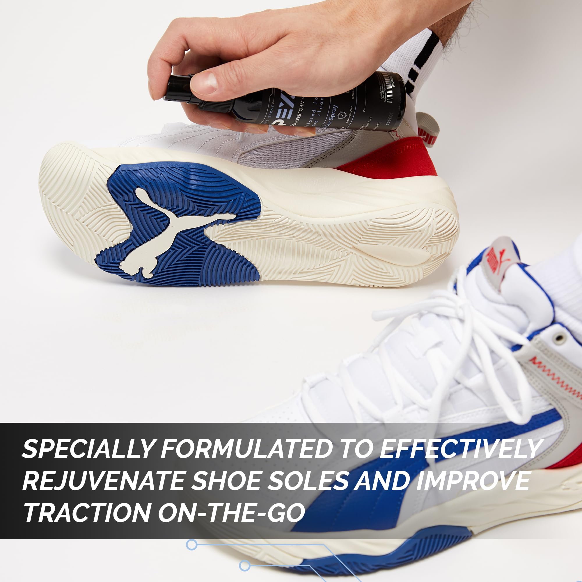 2 in 1 Sports Shoe Grip Spray, Provides Traction and Rejuvenates Soles. Multipurpose Grip Spray for Improving Basketball Shoe Grip. Anti Slip & Performance Enhancer
