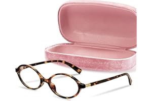 livho Blue Light Glasses for Women – Y2K Aesthetic Edgy Oval & Rectangle Frame & Blush Pink Case, 90s Vibe Screen Protection