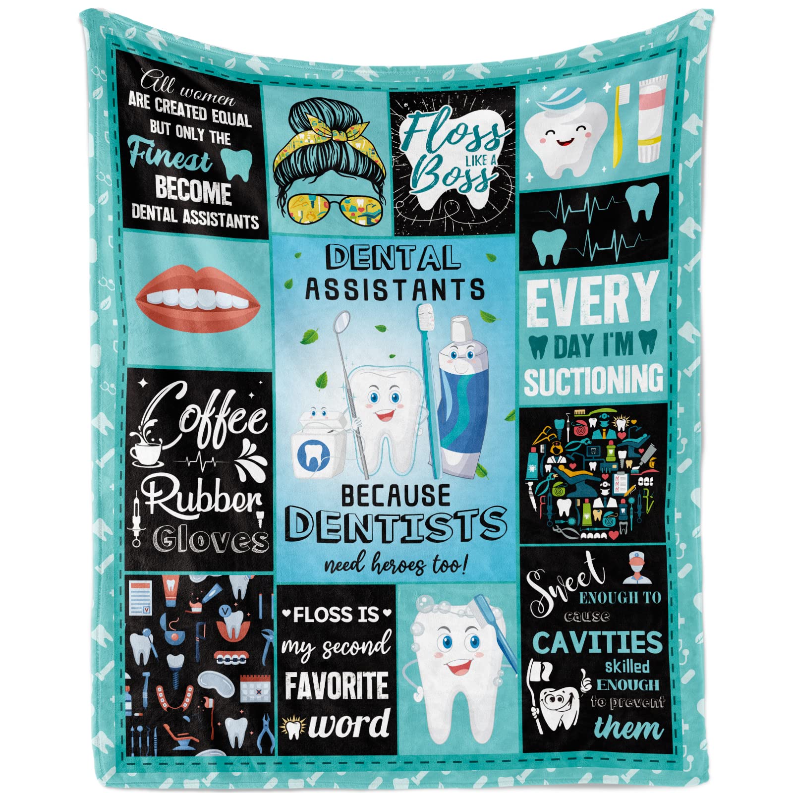 Dentist Gifts for Women, Dental Assistant Practitioner Throw Blanket, Soft Cozy Flannel Plush Fleece Dental Assistant Blanket, Dental Physician Assistant Gift Blanket for Couch Sofa ​Bed, 140X180cm