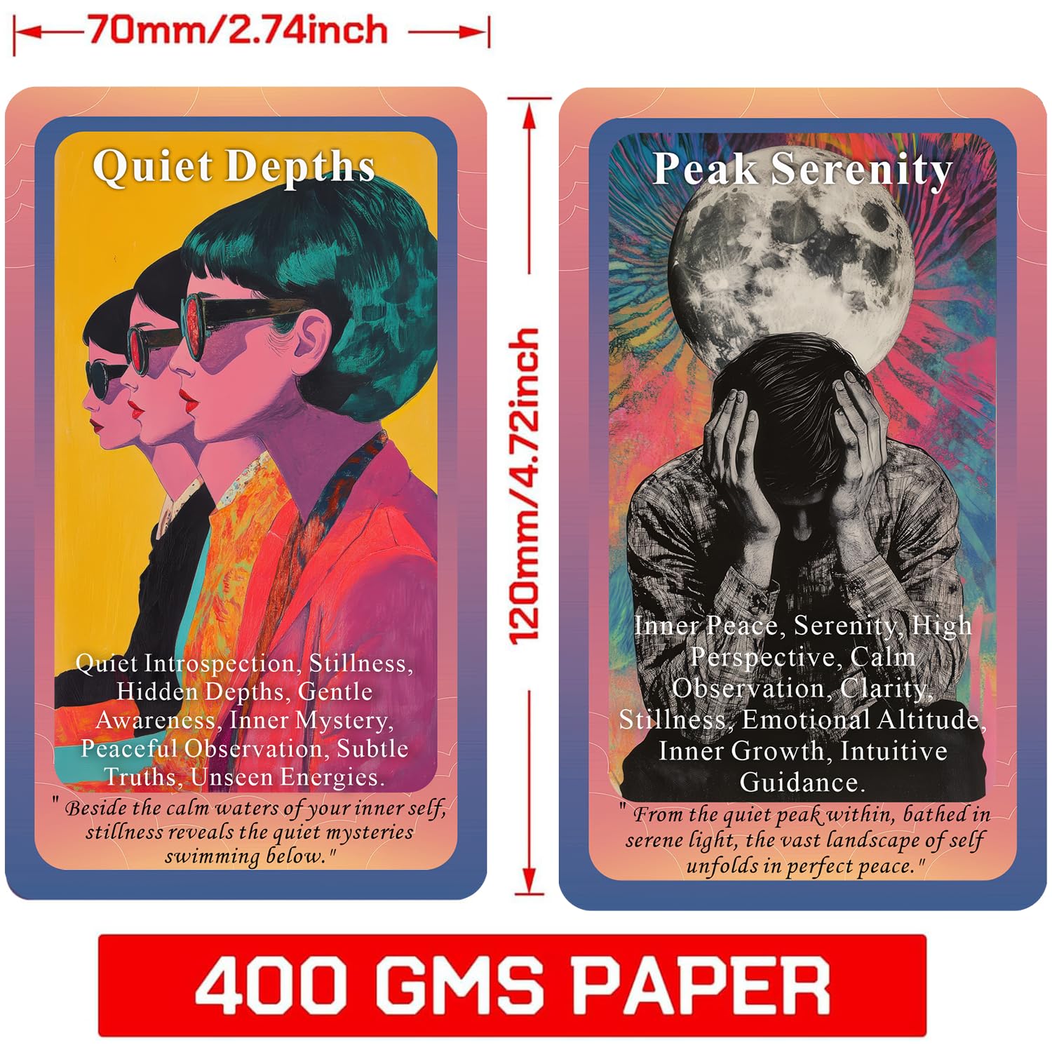 Inner Worlds Oracle Deck, Oracle Cards for Beginners, 50 Emotional Oracle Card Deck to Deep self-awareness and intuitive guidance illuminate hidden emotions and explore the vast universe within you