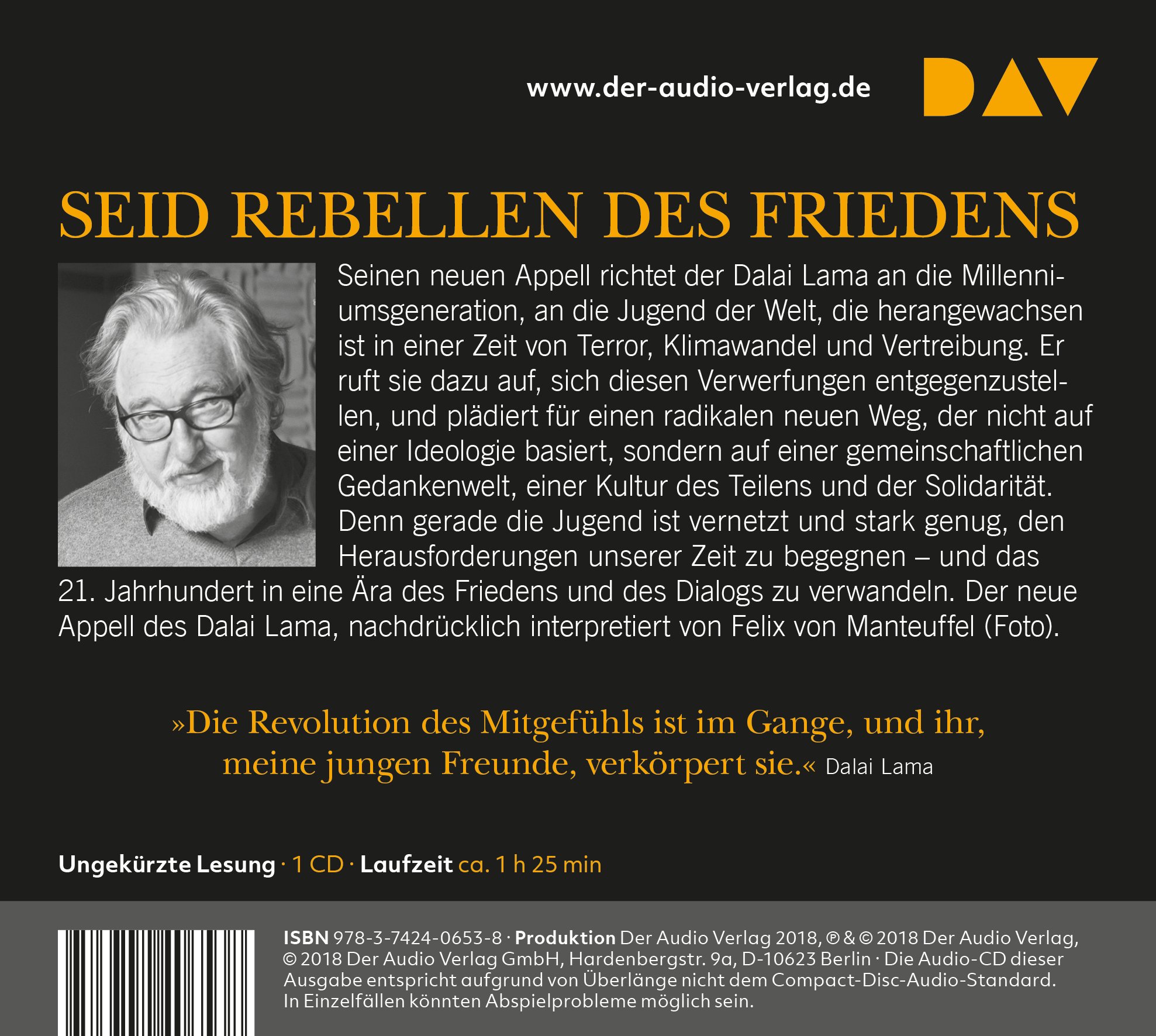 Der Neue Appell Des Dalai Lama An Die Welt Seid Rebellen Des Friedens Ungekurzte Lesung Mit Felix Von Manteuffel 1 Cd Amazon De Dalai Lama Stril Rever Sofia Von Manteuffel Felix De Chambere Georgia