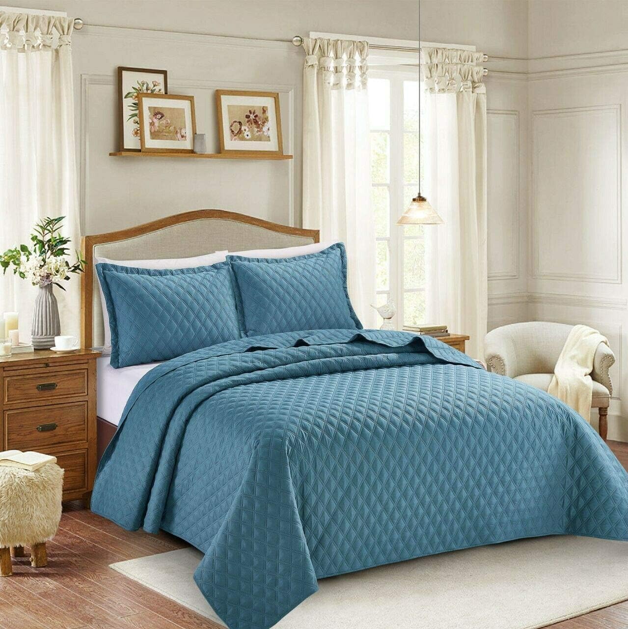 Prime Linens Inspiration Quilted Bedspread Embossed Pattern Comforter