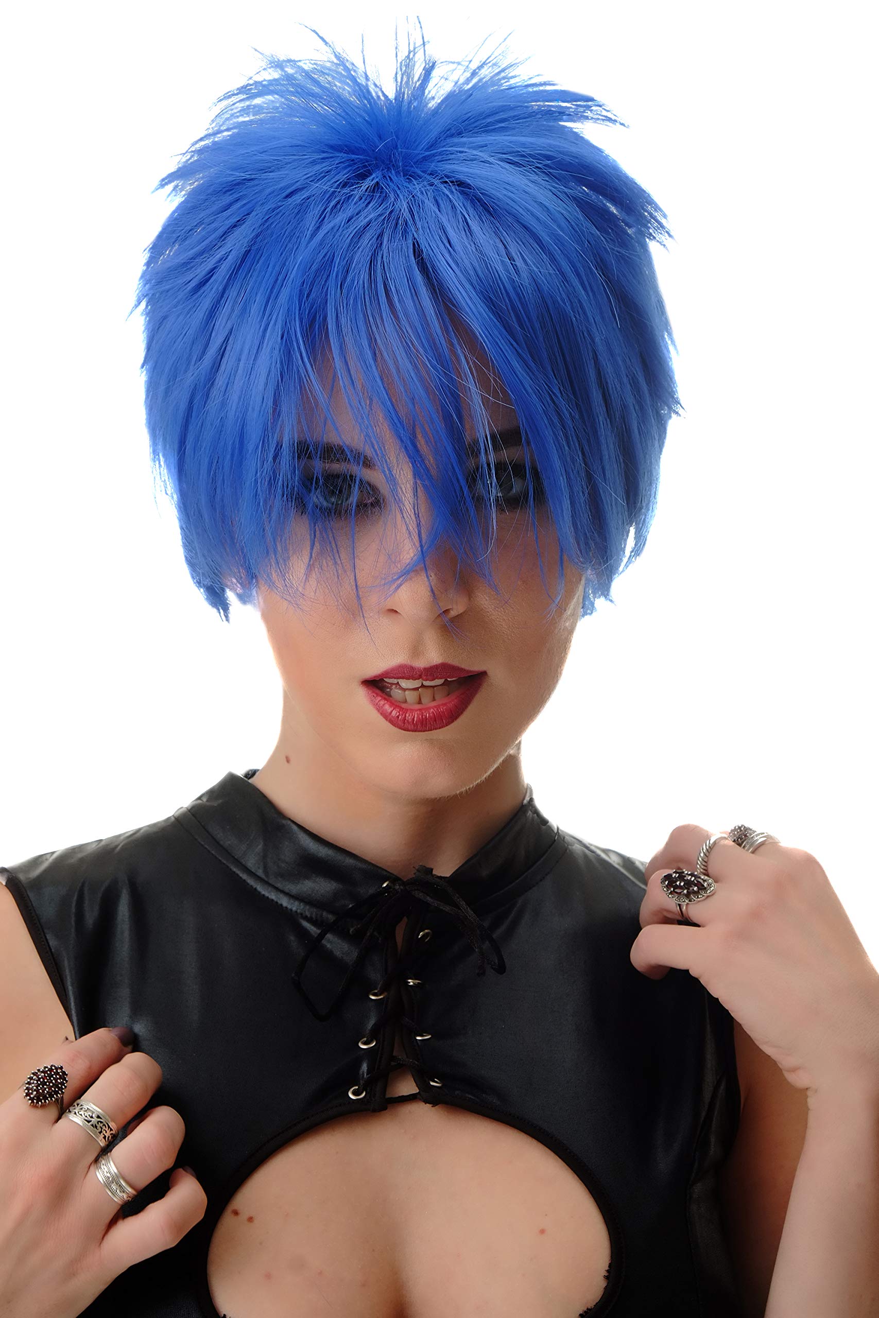 WIG ME UP - BLUE144-T2512 Lady Quality Wig short naughy spiky 80s style teased Wave Punk blue