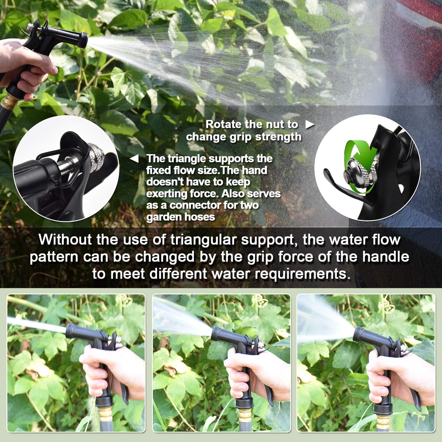 IRRIGLAD Hose Nozzle 2 Pack, Full Size Pistol Grip Water Nozzle Sprayer with Threaded Front, High Pressure Nozzle, Adjustable Spray Water Flow for Watering Plants, Showering Pet, Washing Car, Cleaning : Garden & Outdoor