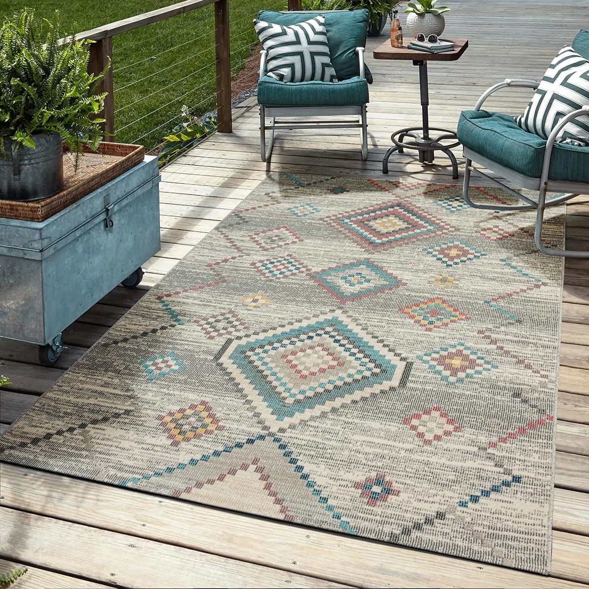Mias Teppiche Bliss Robust Outdoor Rug, Modern Design, Weatherproof and UV-Resistant, for Balcony, Patio and Conservatory, but also Suitable for Kitchen or Dining Room, Cream, 120 cm Round