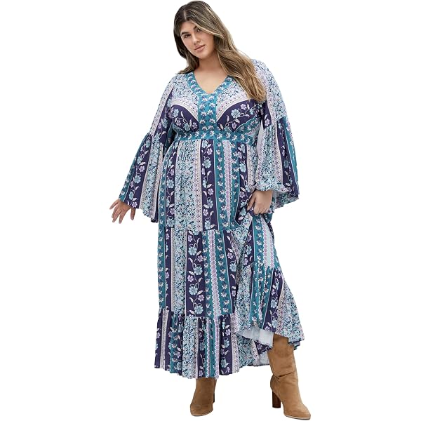 City Chic Women's Plus Size Maxi Faith In Desert Rose Paisley Dress