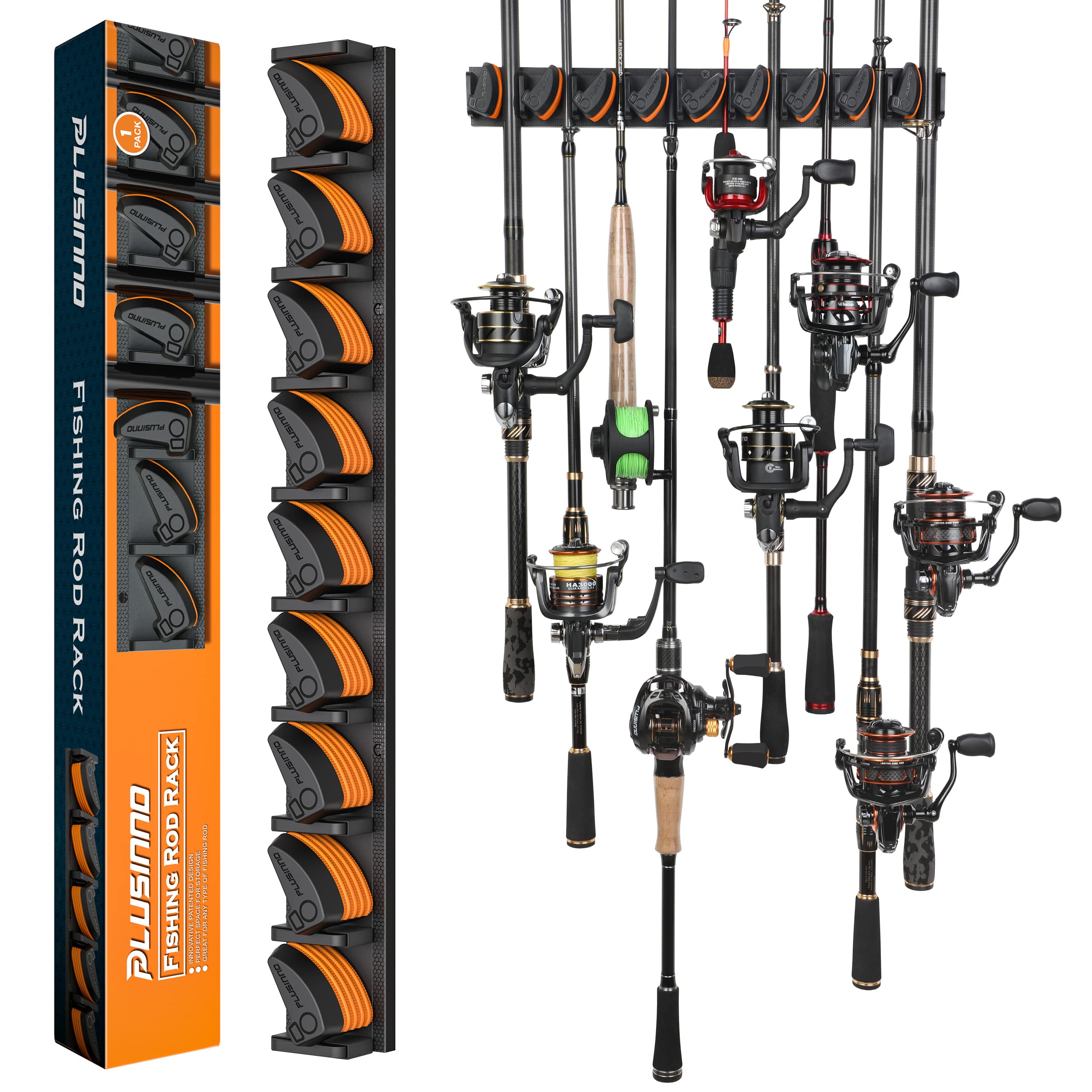 Fishing Pole Rod Rack – Holds Up To 12 Rods, Wall Or Ceiling Mount, Wood, Simple Design, Unisex-Adult