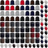 Foaincore 96 Pcs Homeless Care Package Supplies Bulk Winter Gloves Beanies Neck Warmers Set Unisex Winter Knitted Hat Scarf Gloves Pack for Adults Homeless Christmas Charity Gifts Multicolour