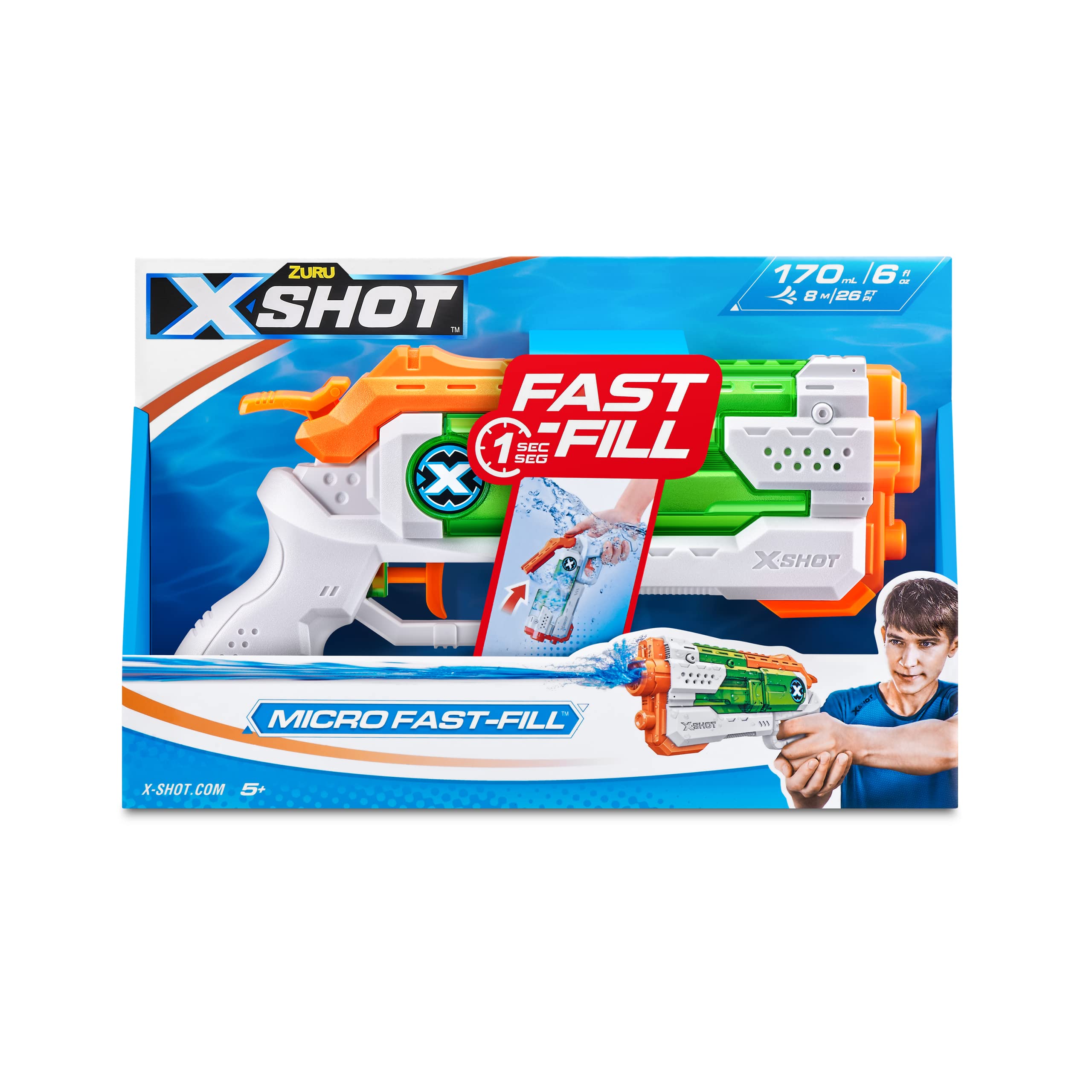 ZURU - XSHOT - Fast Fill - Micro - Water Blaster - Water Gun - Outdoor Play - Fast Fill - Shoots up to 8m - 56220-2023
