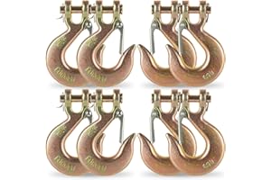 FVIEXE 8 Pack 3/8 Inch Chain Hooks, Heavy Duty Forged G70 Steel Clevis Slip Hook with Safety Latch, Clevis Chain Hook for Trailer Chains, Winch, Tow, 18,000lbs Load Capacity