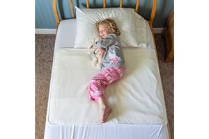 SNUGGLEKID Bed Wetting Pads Toddlers, Reusable Washable Waterproof Baby Potty Training Mattress Pee Pads Sheet Protector Kids 5 Absorbent Layers Exclusive No-Slip Side Flaps 39"x 29" Size Fits Twin Off White