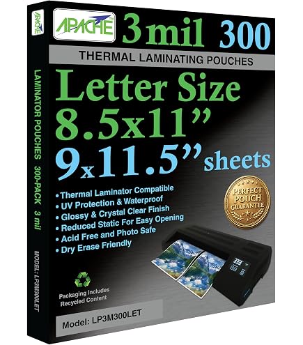 Amazon.com : Apache Letter Size Laminating Pouches, 5 Mil, 100