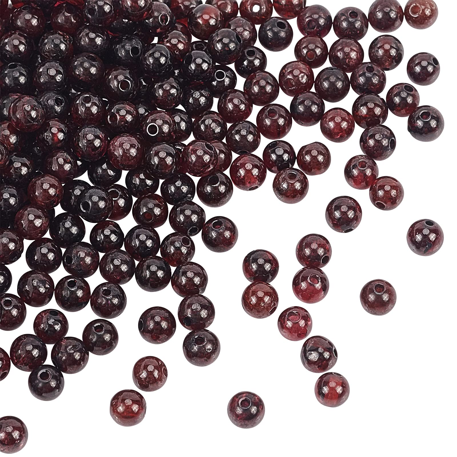 OLYCRAFT 196pcs Natural Garnet Beads, Round, 4mm, Red, Stone, Craft Bead