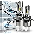 TECHMAX H4 Bulb - 800% Super Brighter, 6500K Xenon White H4/9003 Fog Light Bulbs with 16000PRM Cooling Fan, Pack of 2