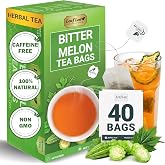 LeafLea Bitter Melon Tea Bags, Wellness &amp; Digestion Support, 40 Count | Natural Cundeamor &amp; Melon Amargo Gohyah Fruit Tea, Caffeine-Free, Sugar-Free, Non-GMO, Vegan, Single Box
