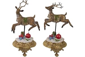 Northlight Glittered Reindeer Christmas Stocking Holders - 9.5" - Set of 2