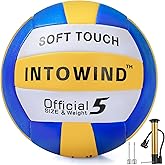 INTOWIND Volleyball Soft Touch Volleyballs Beach Volleyball Outdoor Indoor Volleyballs Beach Park Gym Games Training Official Size 5 Volleyball