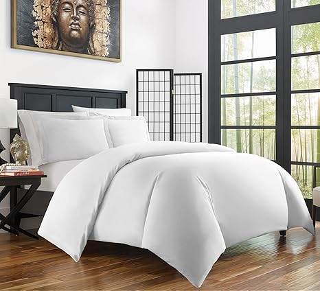 Amazon Com Zen Bamboo Ultra Soft 3 Piece Rayon Derived From Bamboo Duvet Cover Set Hypoallergenic And Wrinkle Resistant King Cal King White Home Kitchen