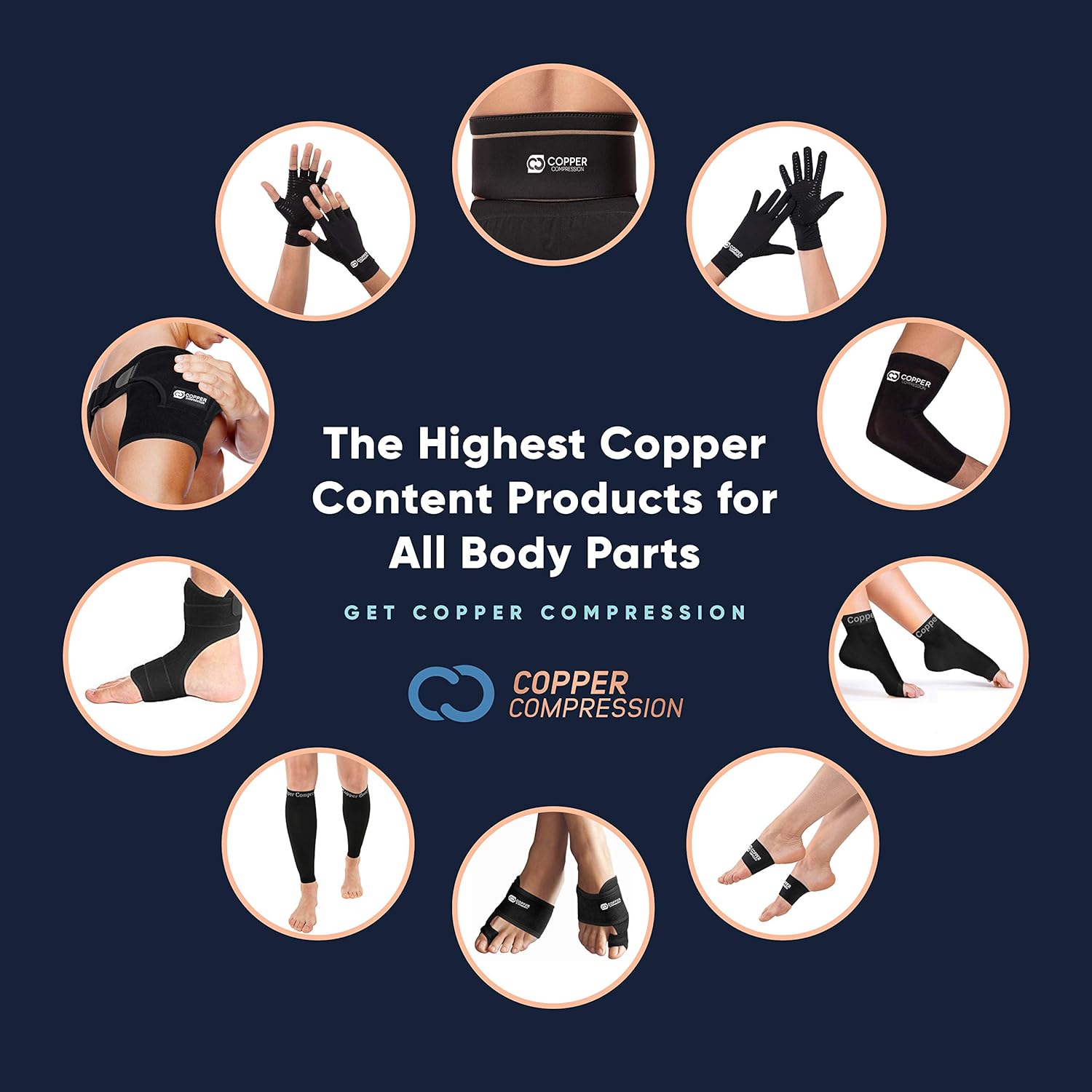 Copper Compression Womens Leggings - High Waist Tights, Yoga Pants Women: Clothing