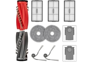 CHAIN PEAK (11 Pack) Saros 10R Accessories Kit Replacement Parts for Roborock Saros 10R, Qrevo CurvX Robot Vacuum, 2 Roller Brushes, 2 Side Brushes, 2 Dust Bags, 3 HEPA Filters, 2 Mop Pads